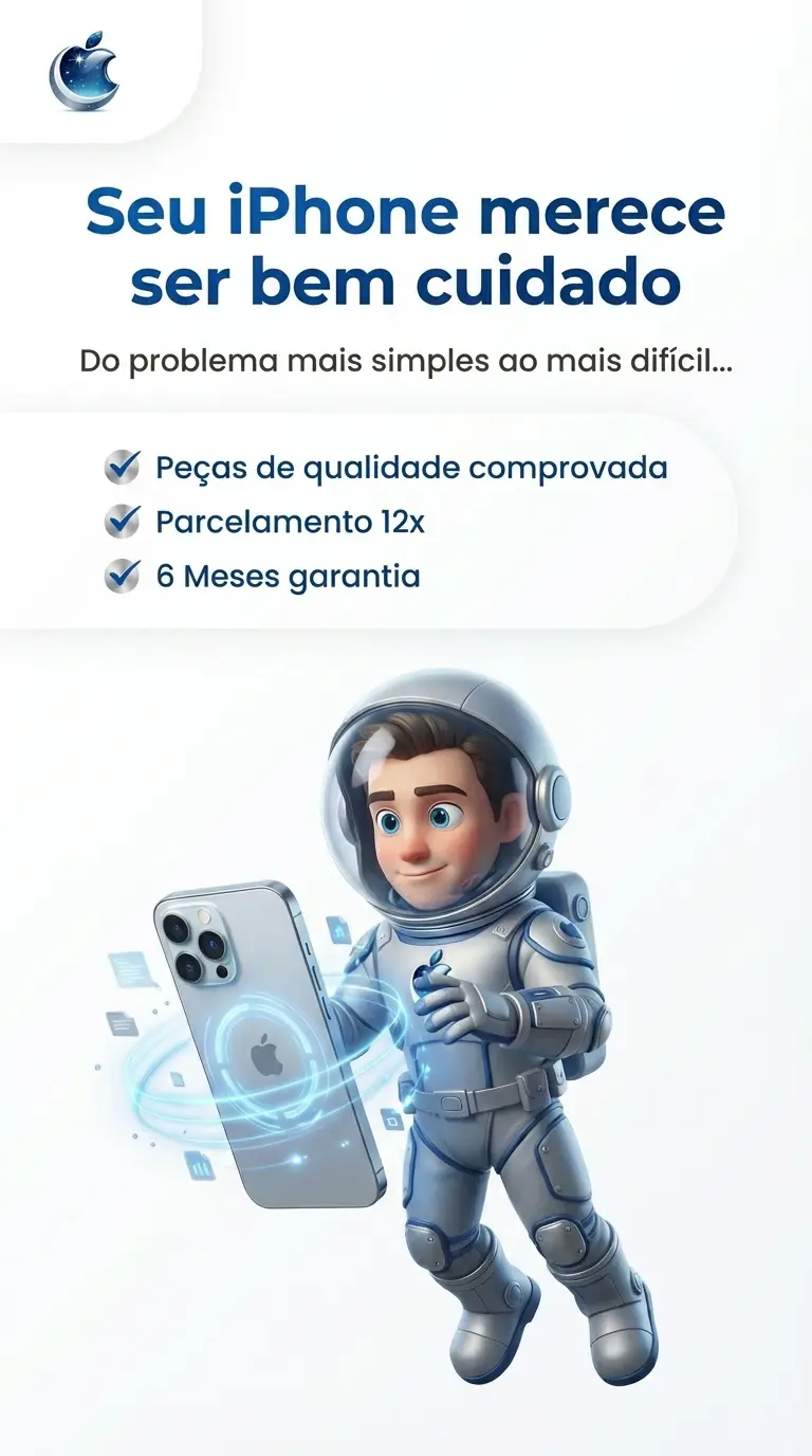 MoonSky — Assistência técnica premium Apple em São Paulo. Peças de qualidade comprovada, parcelamento 12x, até 6 meses de garantia.